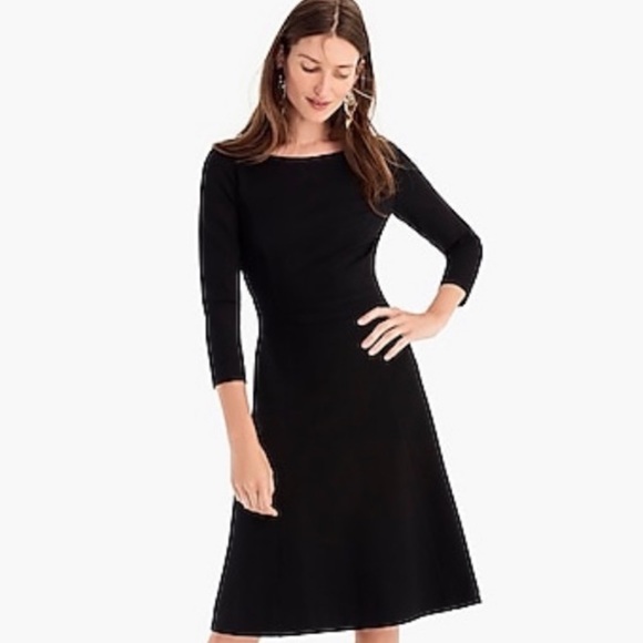 J. Crew NWT Fit & Flare Sheath Dress Stretch Ponte Knit Black SZ 2 - Picture 6 of 16